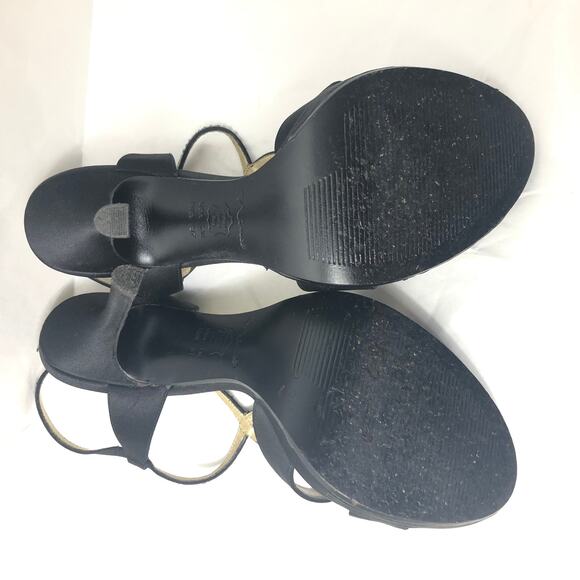 Nina Stiletto Evening Heeled Sandal Gem Studded Snaking Straps Black 7 - Picture 7 of 9